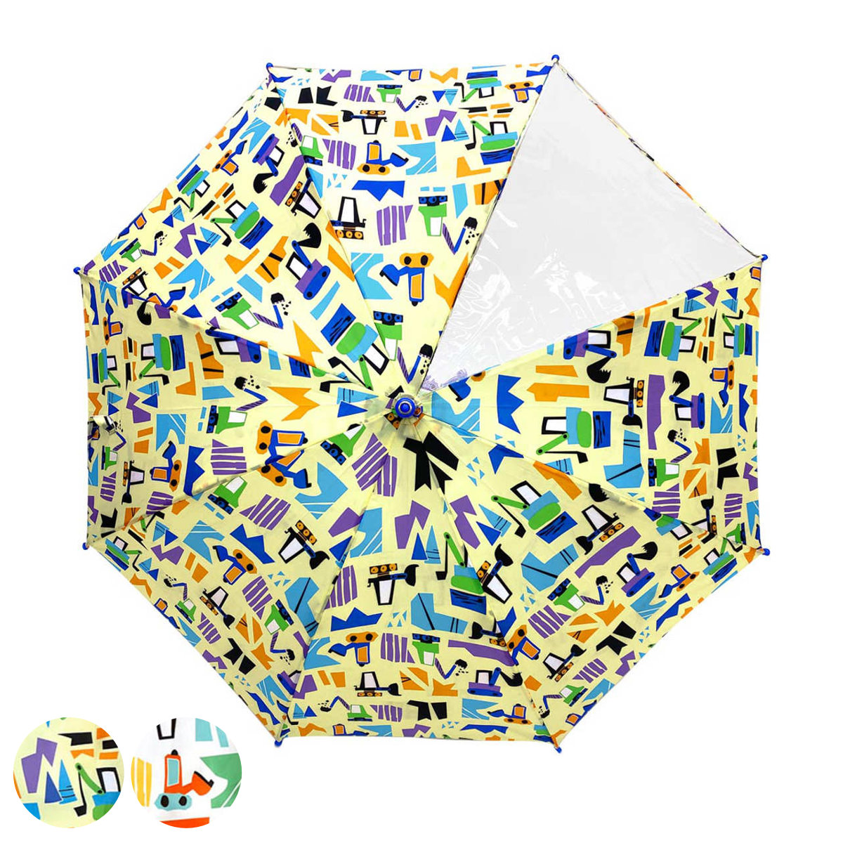 傘 WORK!WORK!CAR 子供用 Mサイズ 50cm 手開き （ かさ 子ども 小学生 キッズ ジュニア 幼児 雨傘 雨具 男の子 女の子 かわいい ）