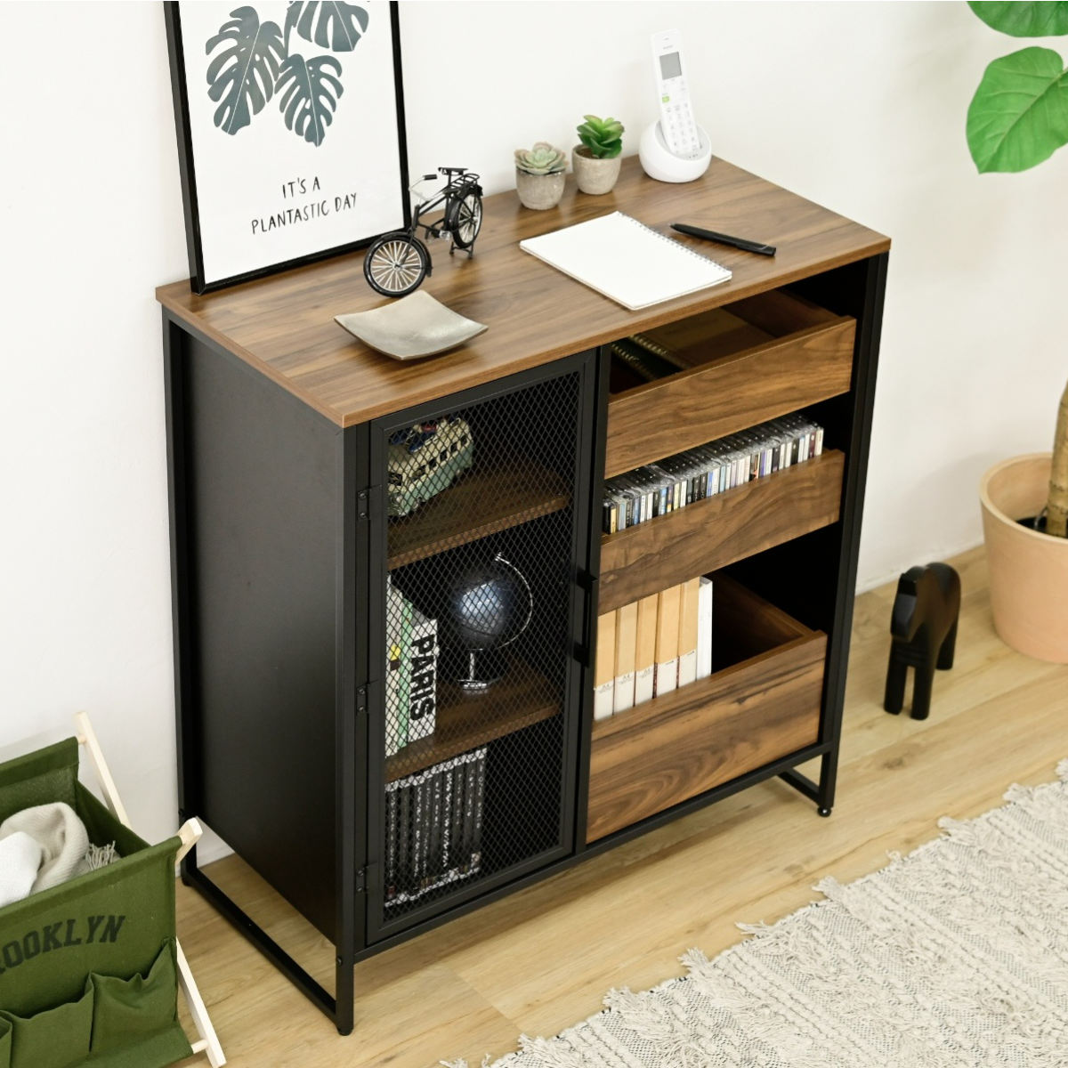 JK-PLAN（ジェイケイ・プラン） キャビネット ヴィンテージ調 メッシュ