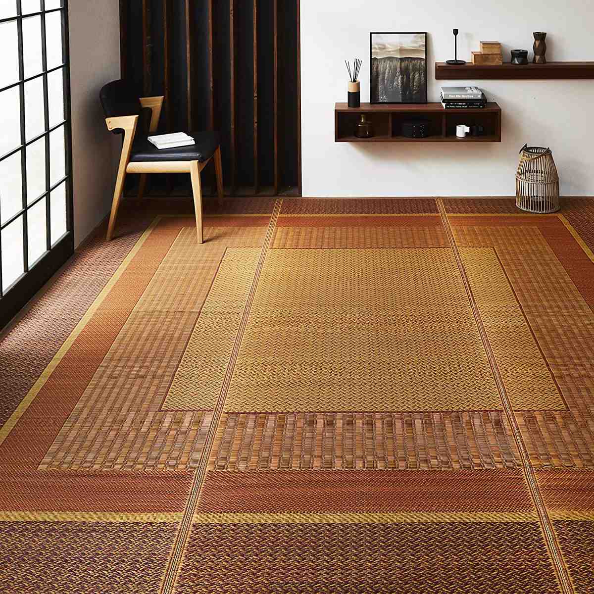 ござ 純国産 い草花ござカーペット ランクス総色 江戸間2畳 約174×174cm （ 敷物 ラグ マット い草マット い草カーペット 絨毯 花ござ 茣蓙 ）_13