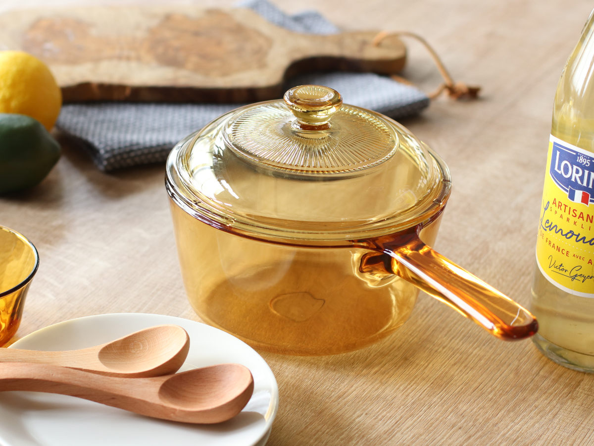 パール金属 片手鍋 16.5cm ガス火専用 ガラス製 VISIONS 1L ソースパン