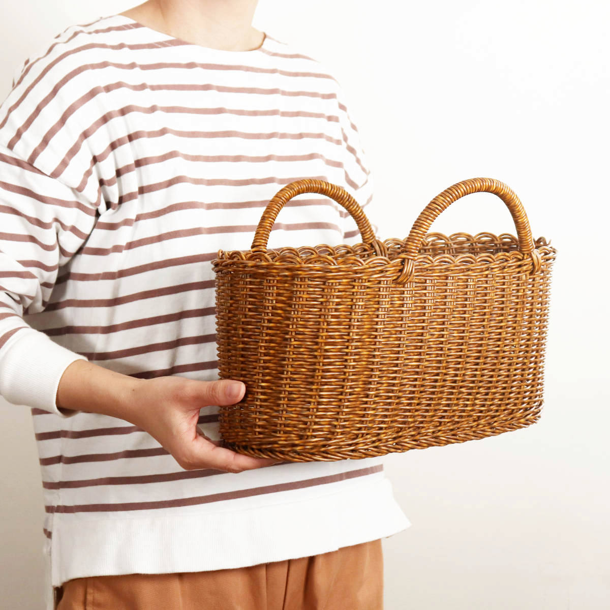 Creer ユティル オーバルハンドルバスケットL 洗える かご バスケット