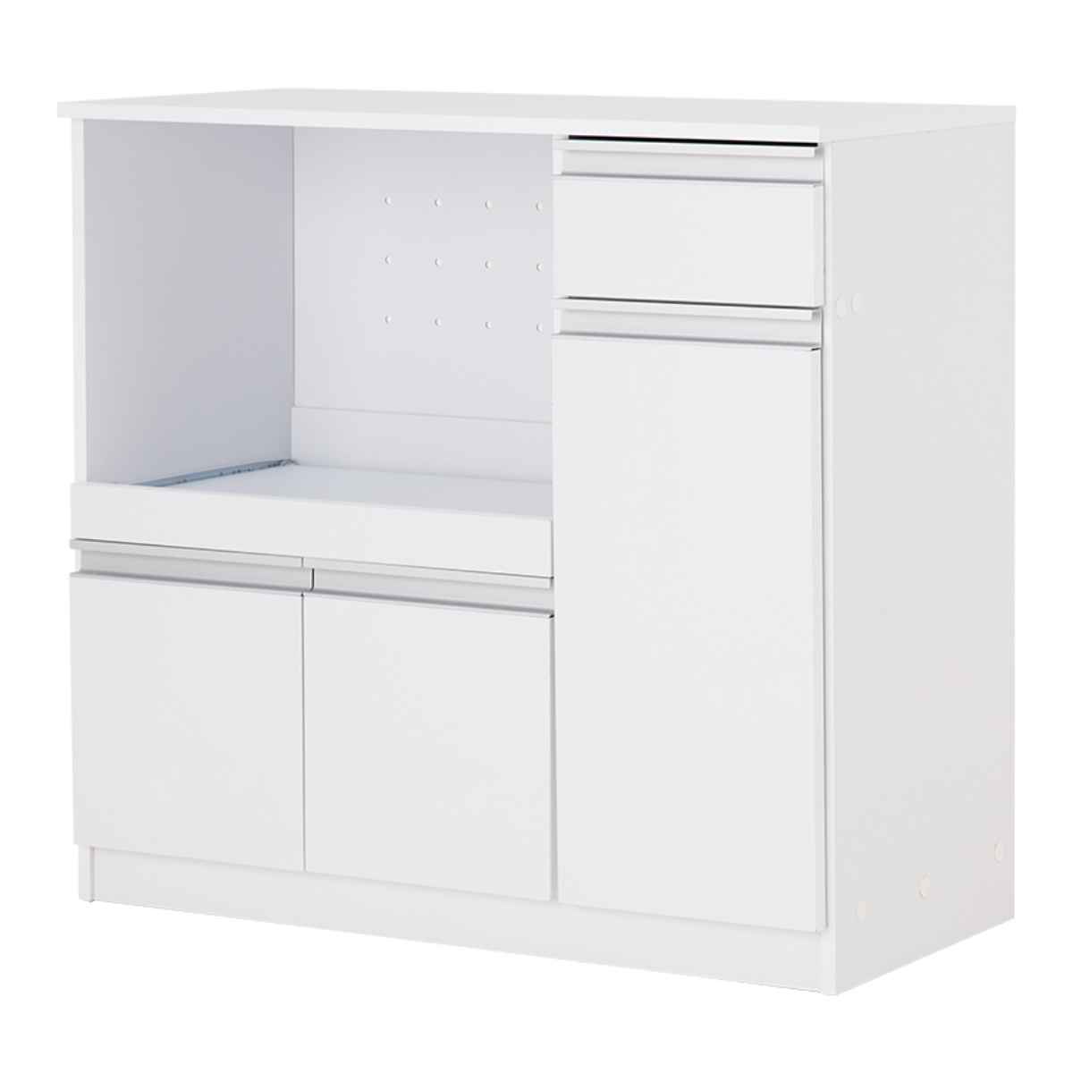 キッチンカウンター 北欧風 キャビネット 幅89cm （ キッチン収納 収納 カウンター 棚 引出し 家具 ）の画像