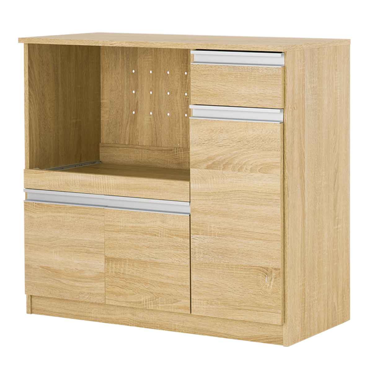 キッチンカウンター 北欧風 キャビネット 幅89cm （ キッチン収納 収納 カウンター 棚 引出し 家具 ）の画像