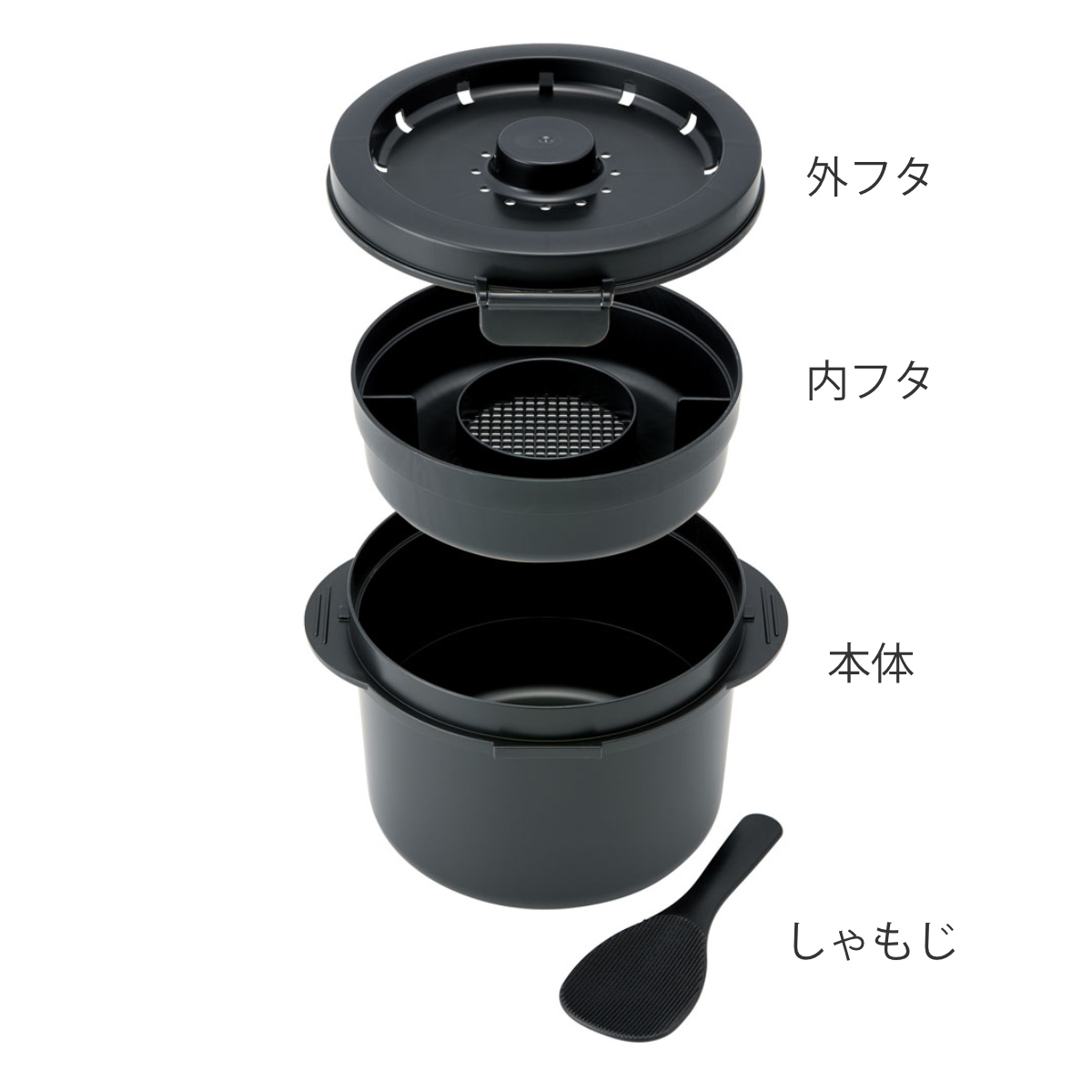 電子レンジ 炊飯器 2合用 しゃもじ付き 糖質...の詳細画像2