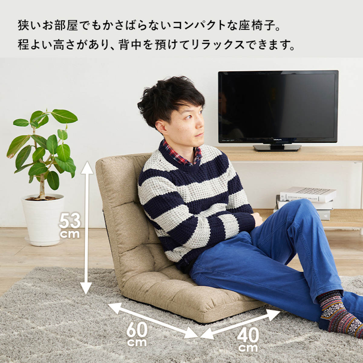 HAGiHARA（萩原） 座椅子 1人掛け 2脚セット コンパクト