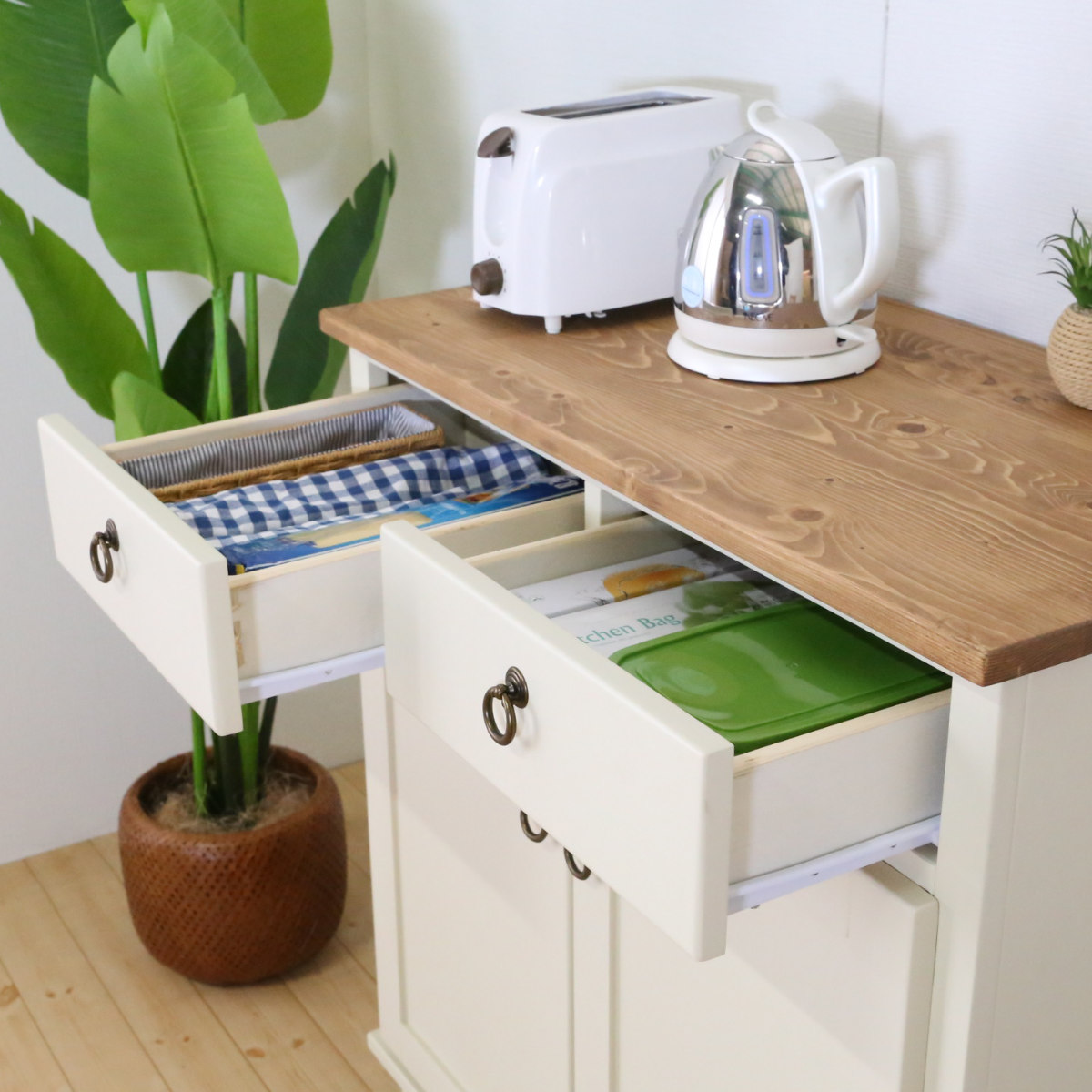 キャビネット フレンチカントリー パイン材 Lavender 幅78cm （ 収納