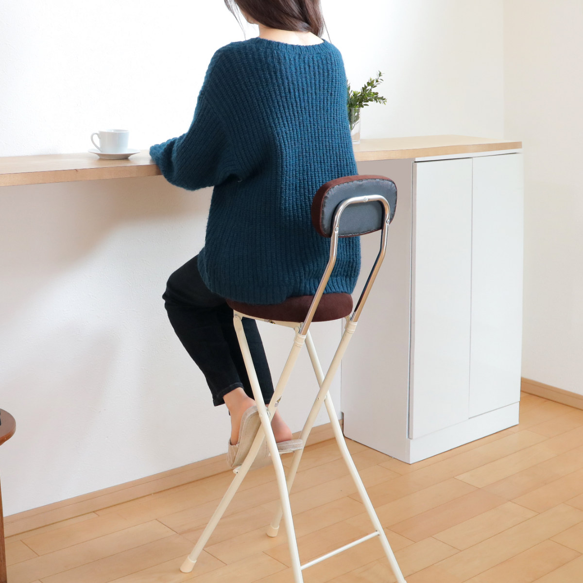 ルネセイコウ 折りたたみ椅子 座面高75cm ハイタイプ ドーナツ