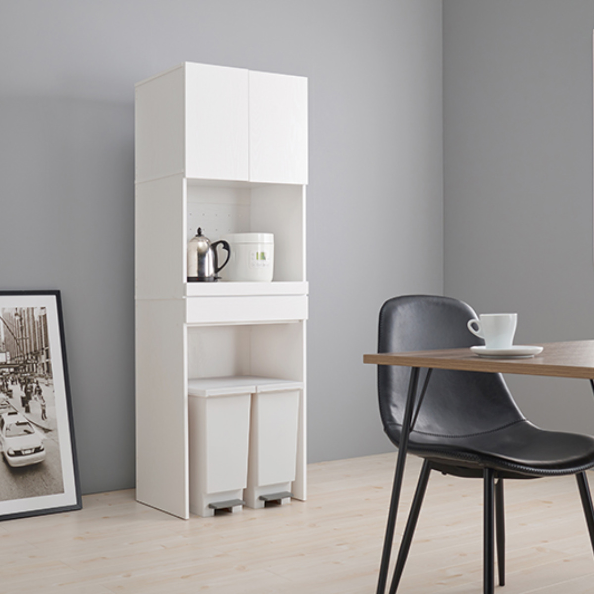 HAGiHARA（萩原） キッチンラック 北欧風 ゴミ箱収納ラック 扉付 幅