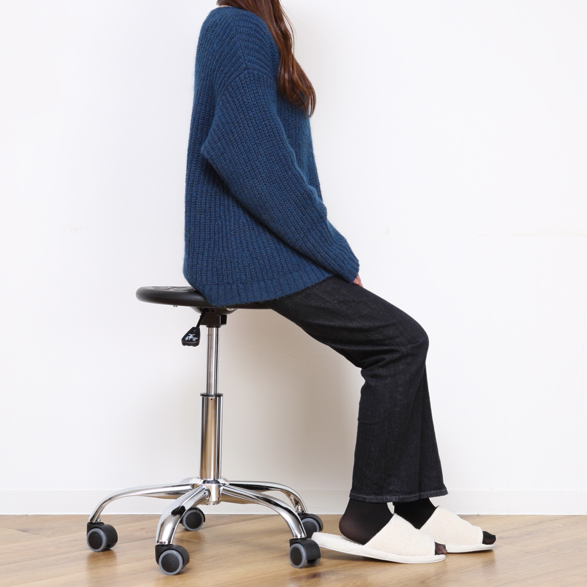 ルネセイコウ スツール 丸 キャスター 昇降 回転 座面高43〜56cm