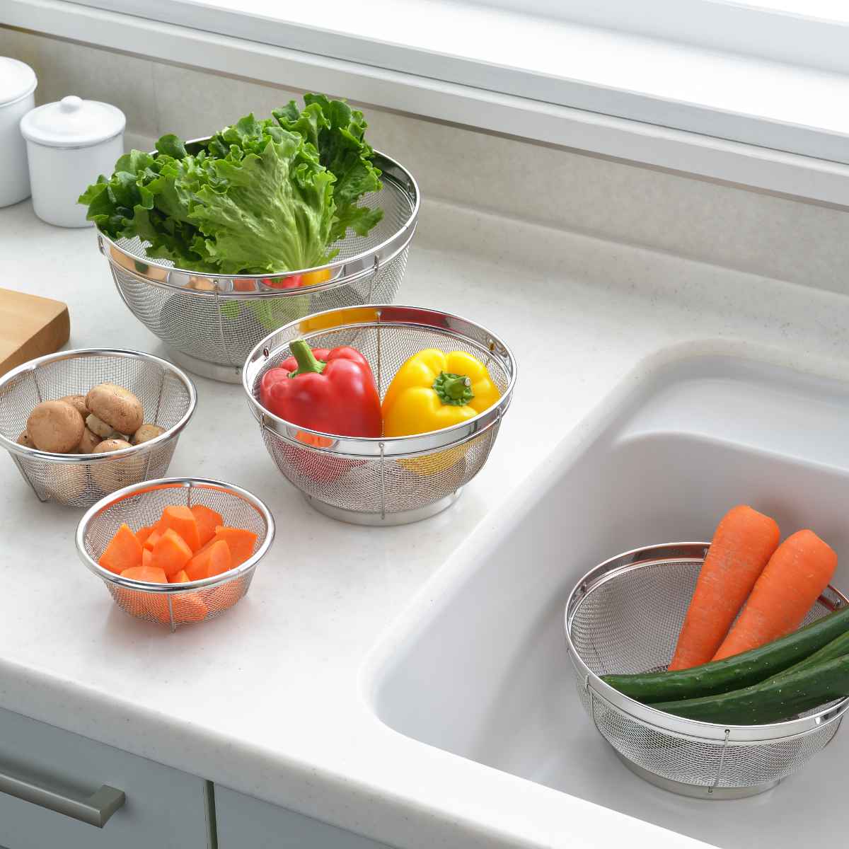 ヨシカワ ザル 5点セット ステンレス製 郷技 日本製 （ ざる セット 足