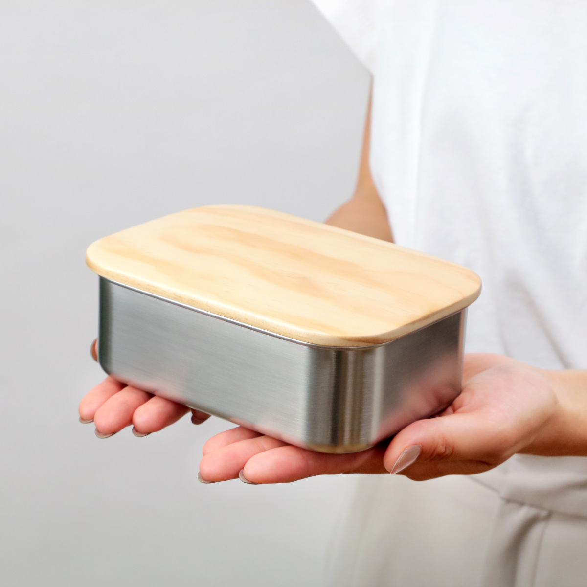 スケーター お弁当箱 ステンレスランチボックス 1段 650ml 木蓋付き