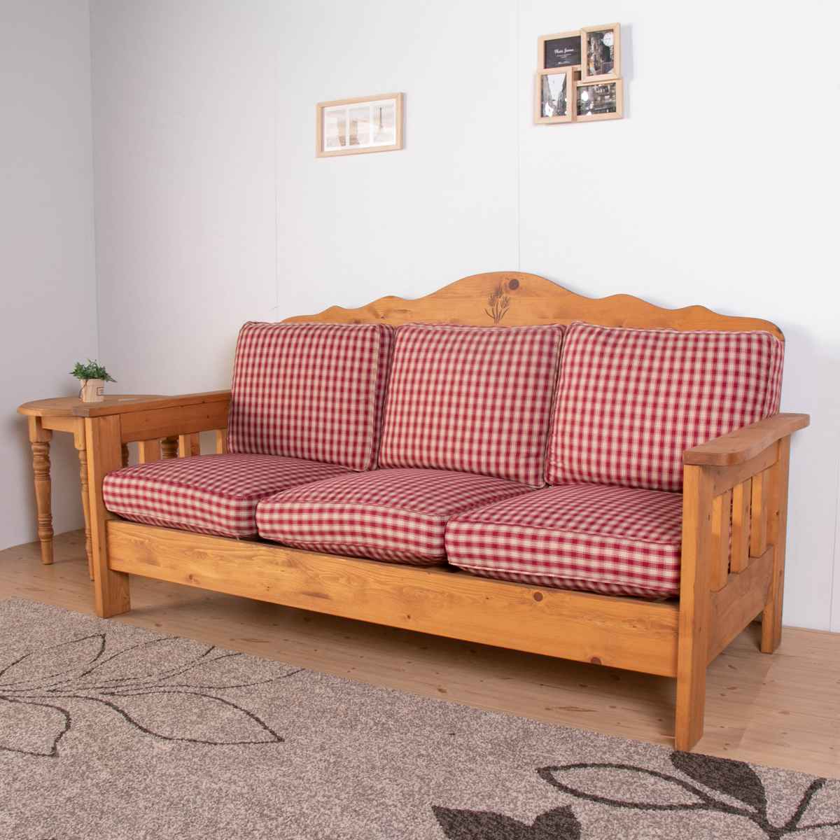 ソファ 3人掛け 幅185cm 天然木 カントリー調 （ 3人用 ソファー 北欧