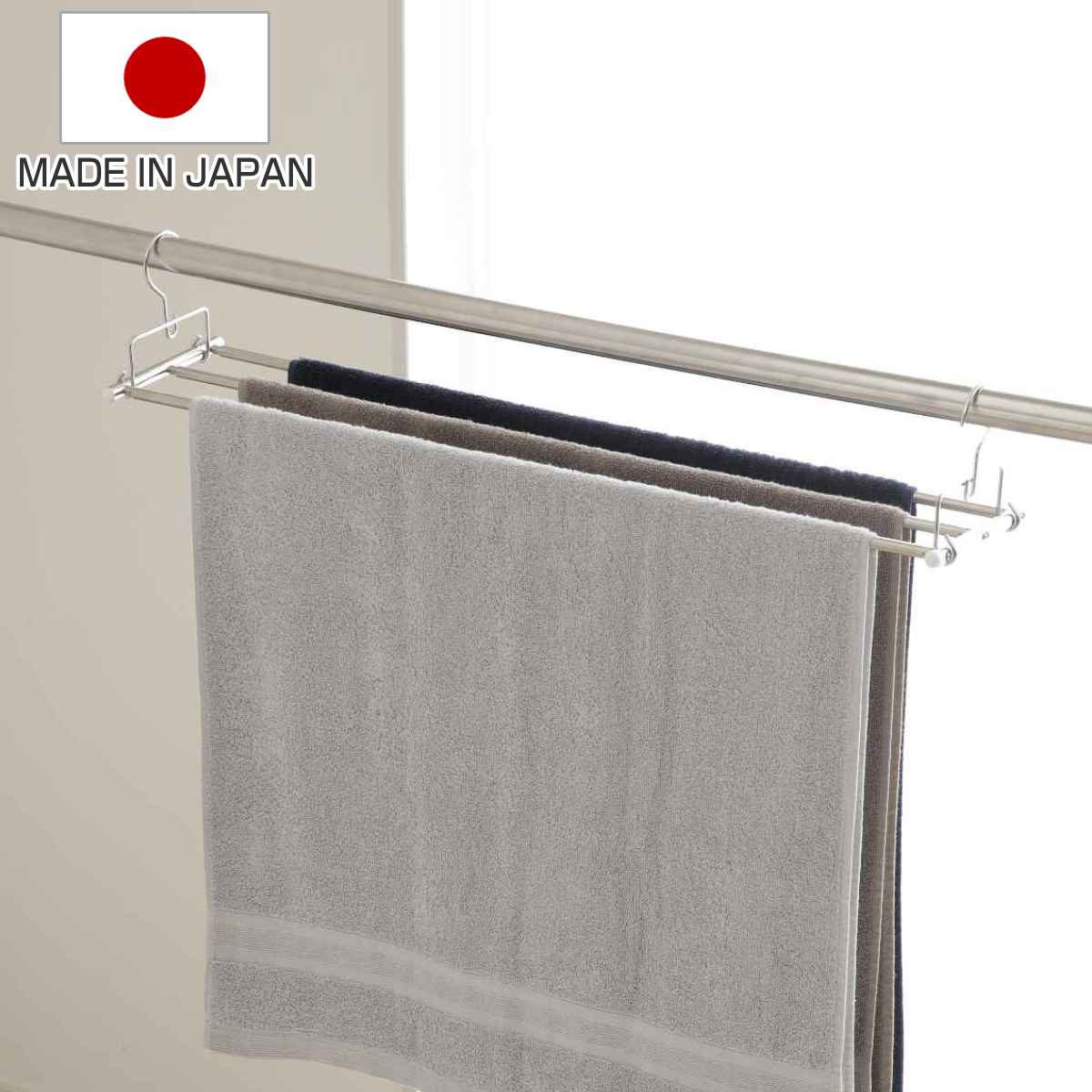 シーツハンガー ステンレス スライド シーツ・敷パットハンガー 3連 日本製 （ 伸縮 シーツ ハンガー コンパクト 3枚 シングル セミダブル ダブル ）