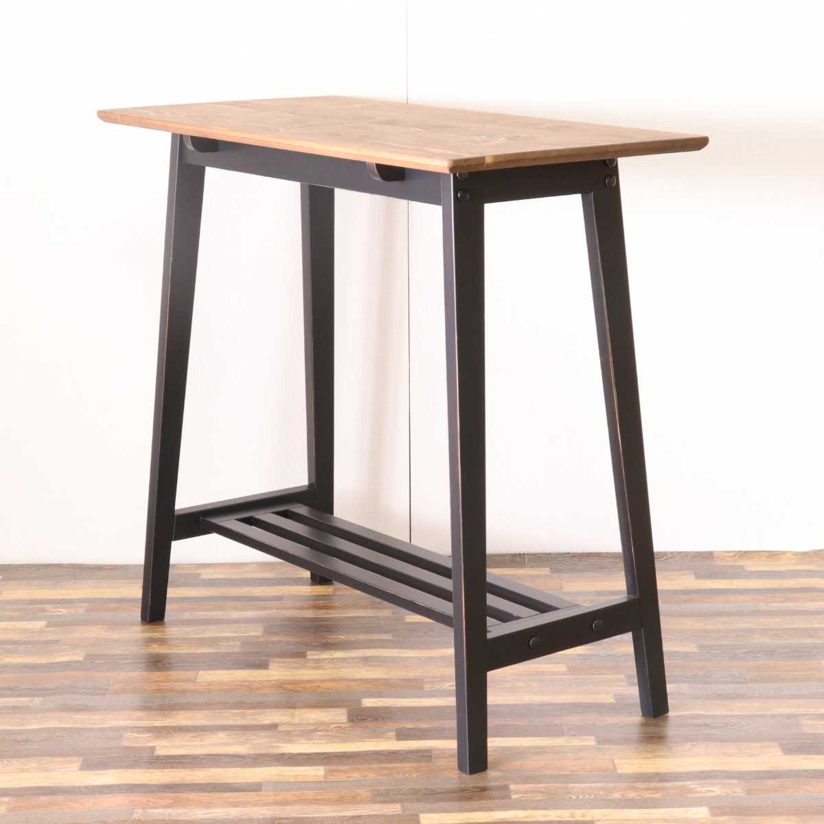 カウンターテーブル 高さ90cm おしゃれ 天然木 ヴィンテージ風 （ ハイ