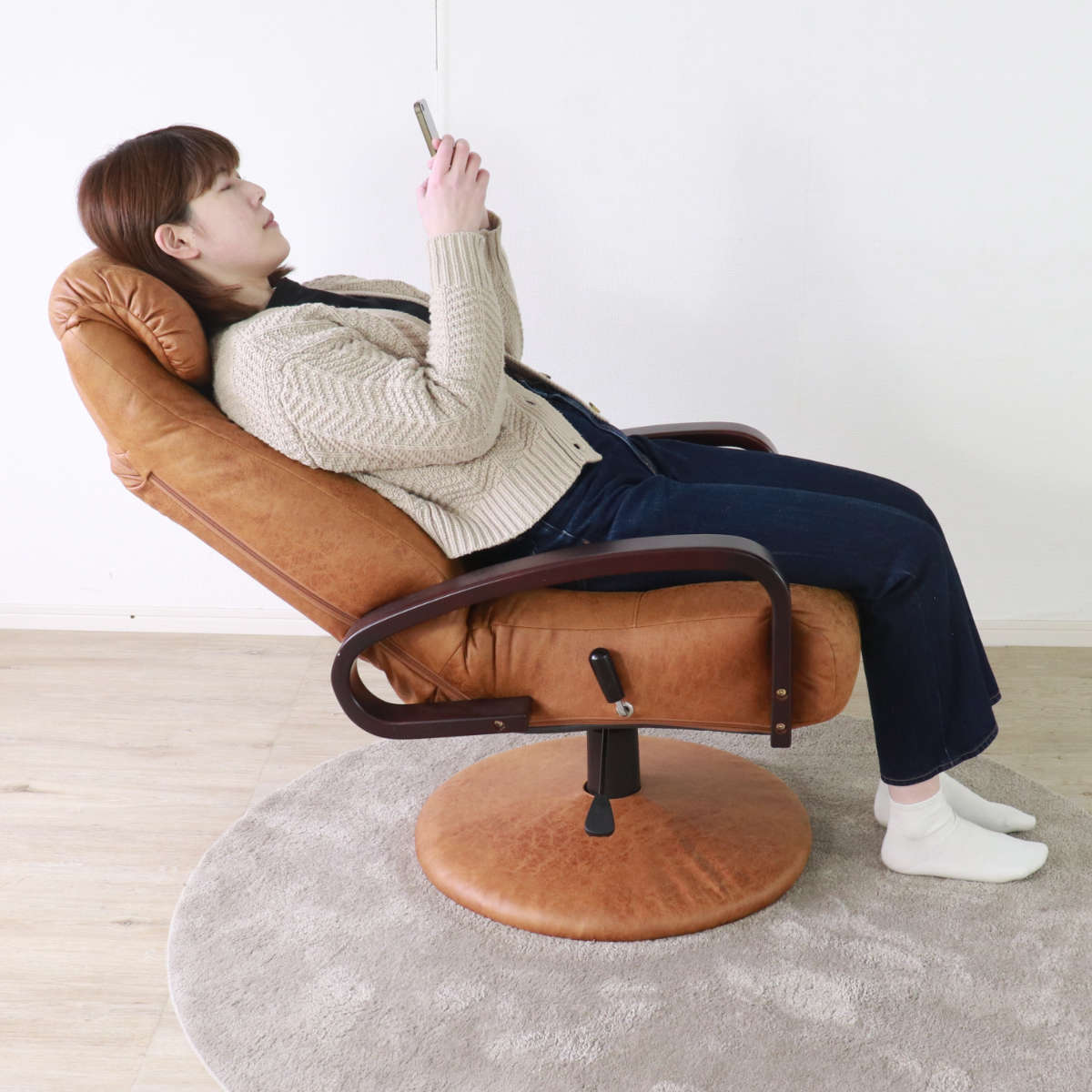 高座椅子 高齢者 回転 リクライニング ヘッドレスト 肘掛 座面高45