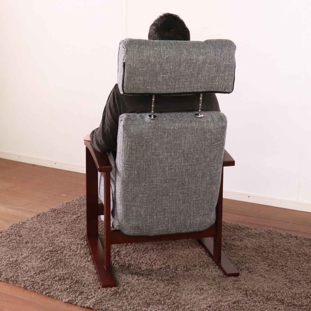 高座椅子 座面高35〜44cm 無段階リクライニング ヘッドレスト可動