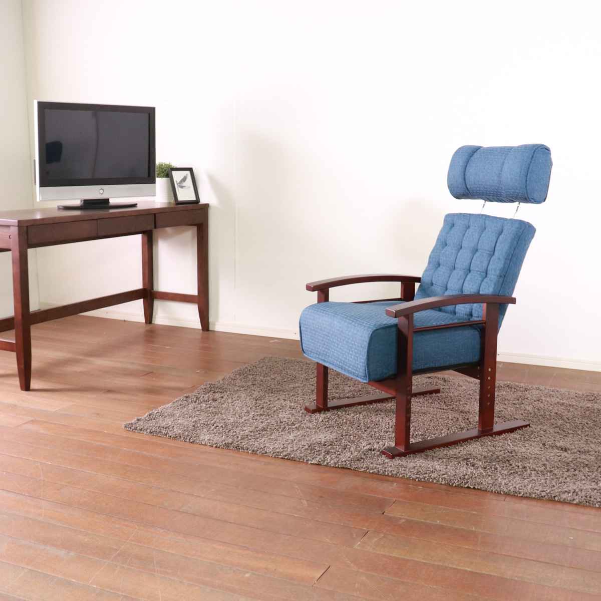 高座椅子 座面高35〜44cm 無段階リクライニング ヘッドレスト可動