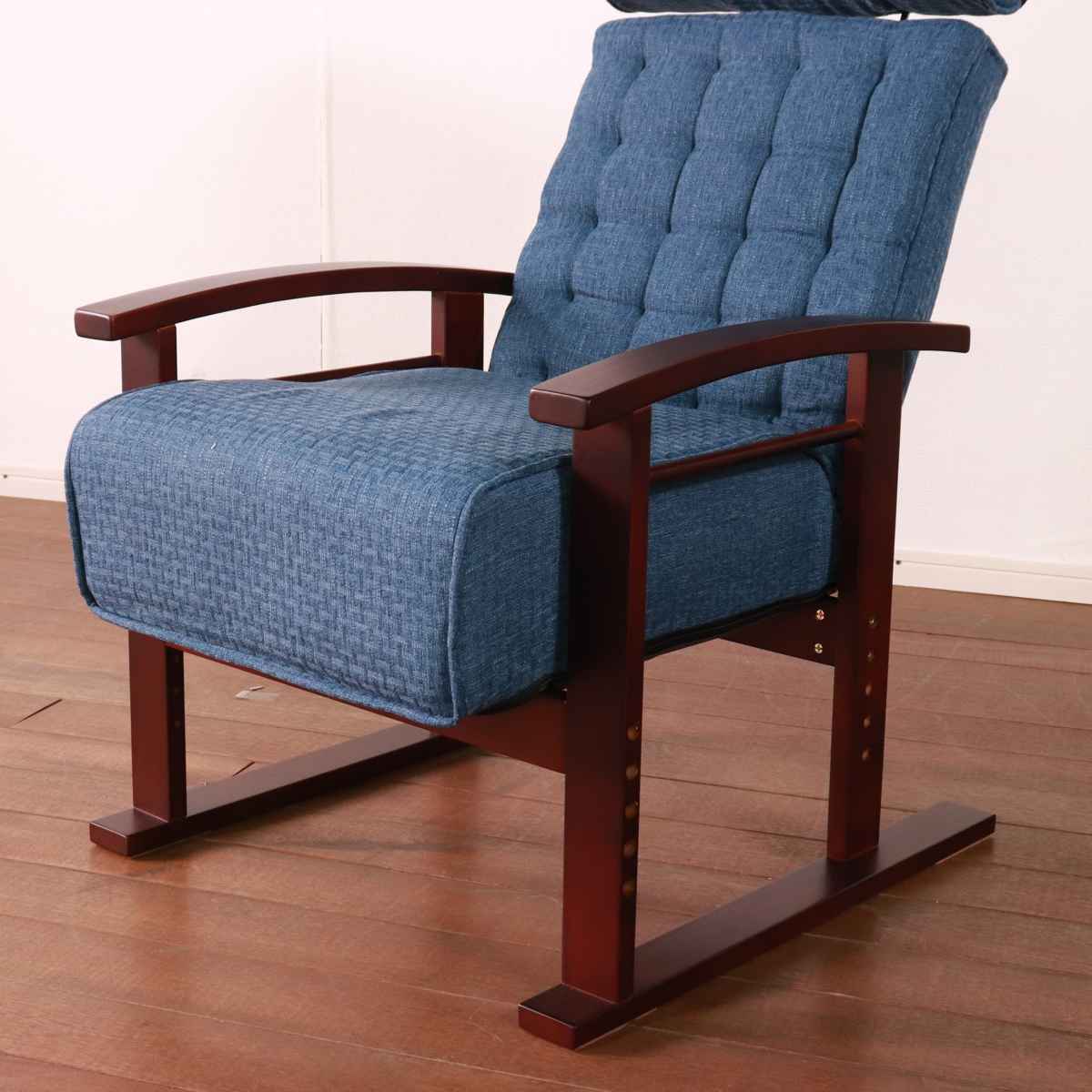 高座椅子 座面高35〜44cm 無段階リクライニング ヘッドレスト可動