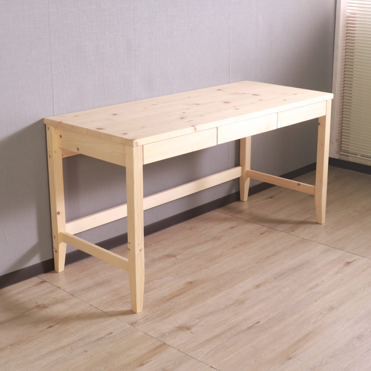 ワークデスク 引き出し付き 天然木 奥行60cm （ 幅 140cm 机 デスク