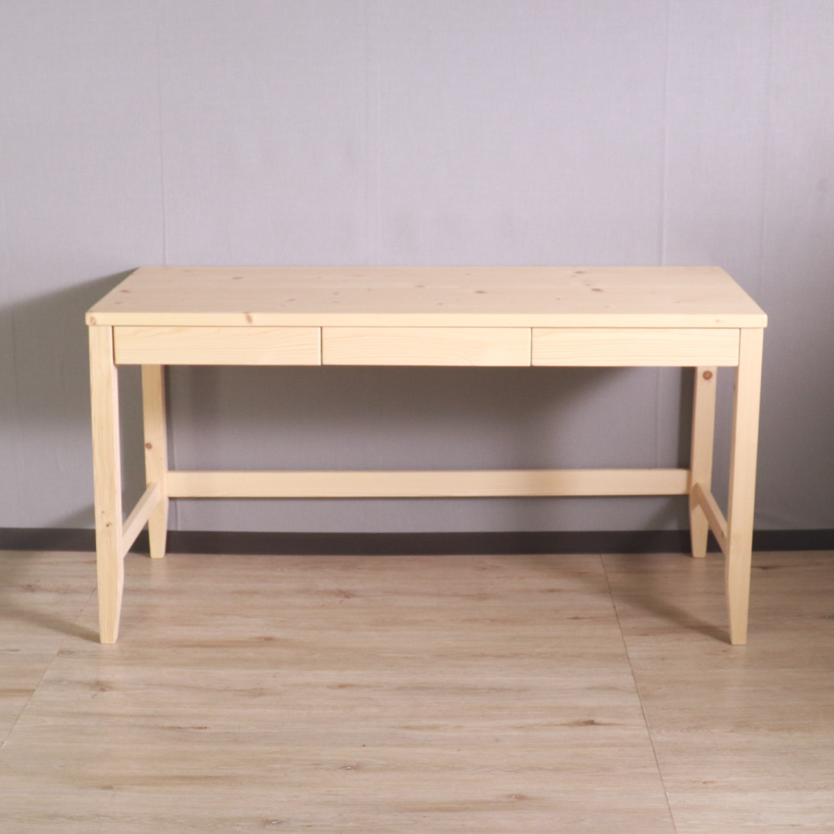 木製デスク 引き出し付き シンプル ワークデスク 引き出し付き 天然木 奥行60cm （ 幅 140cm 机 デスク