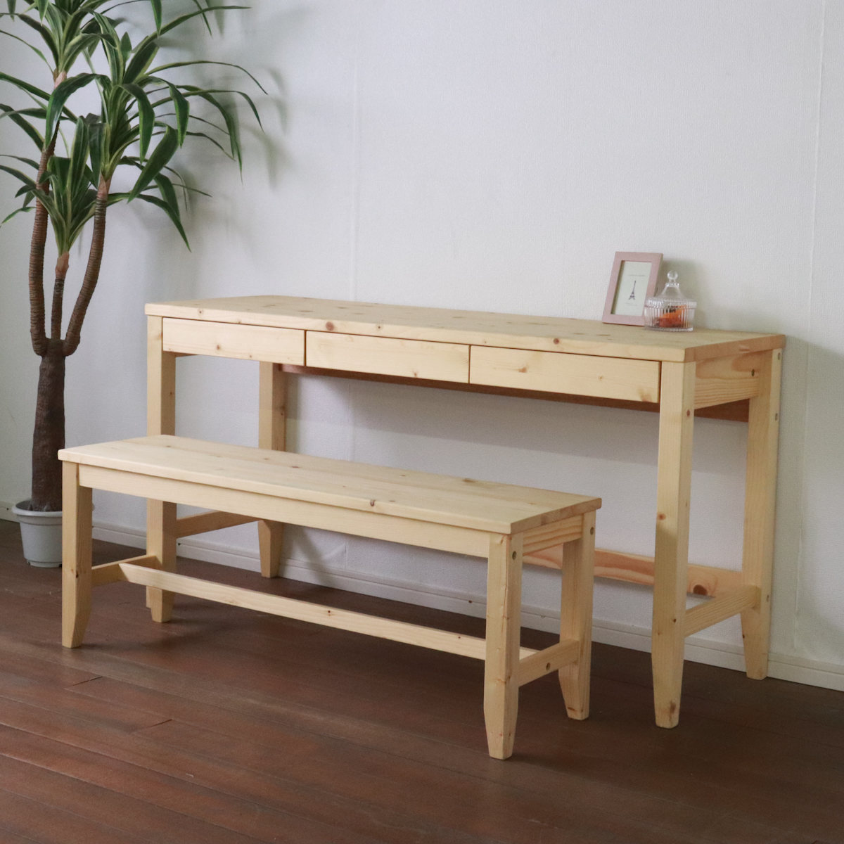 カントリー背もたれベンチ　120cm スツール　ツートーン白ダイニング　木チェア ダイニングベンチ 120cm 天然木 カントリー （ 無垢 北欧 パイン材