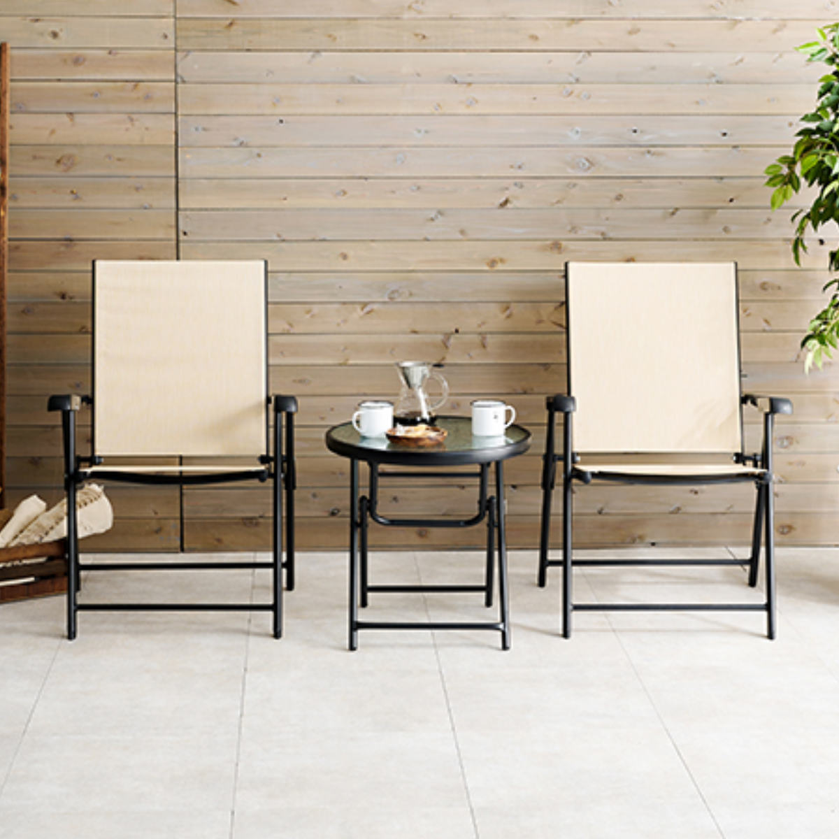 HAGiHARA（萩原） テーブルチェアセット 3点セット 完成品 折りたたみ