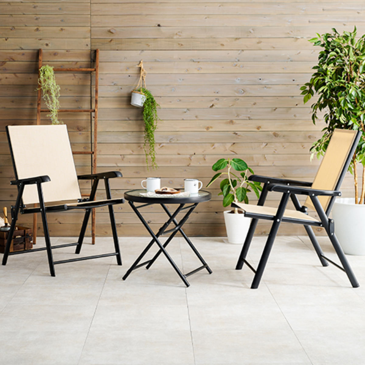 アウトドア テーブル チェアセット 3点セット 折りたたみ式 ガーデンテーブル HAGiHARA（萩原） テーブルチェアセット 3点セット 完成品 折りたたみ