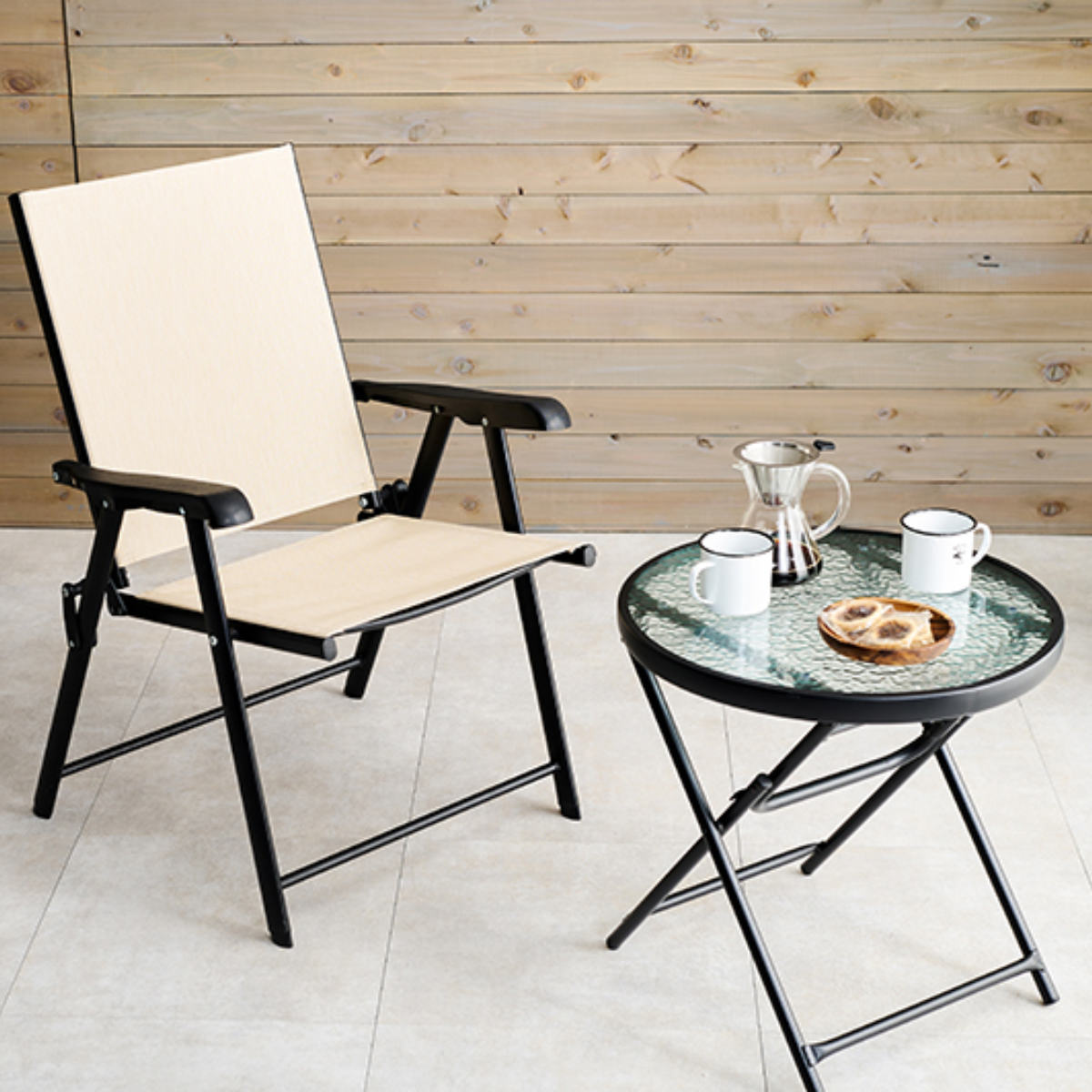 HAGiHARA（萩原） テーブルチェアセット 3点セット 完成品 折りたたみ