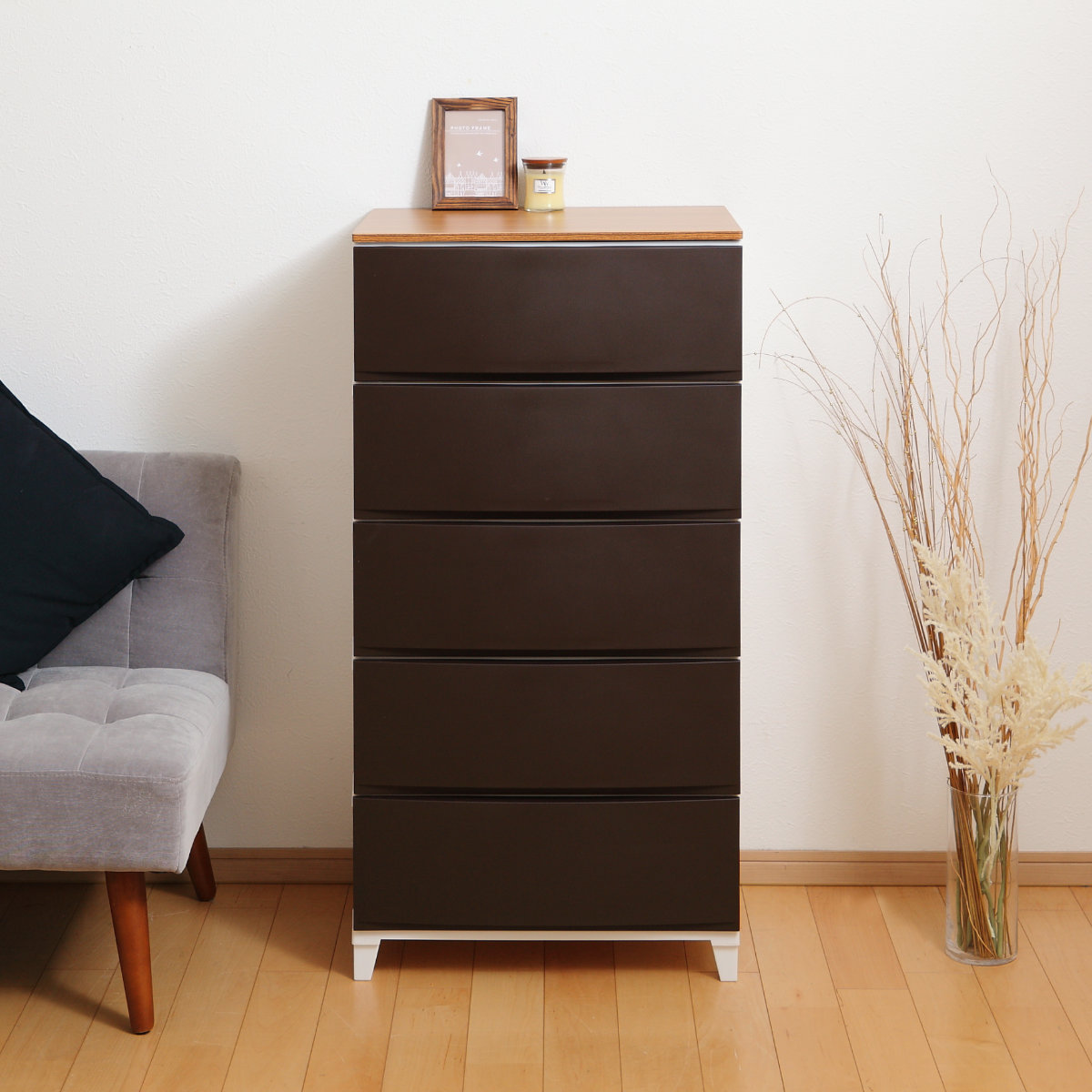 SANKA（サンカ） チェスト ルームスシェード木天板 5段 幅54×奥行42×高