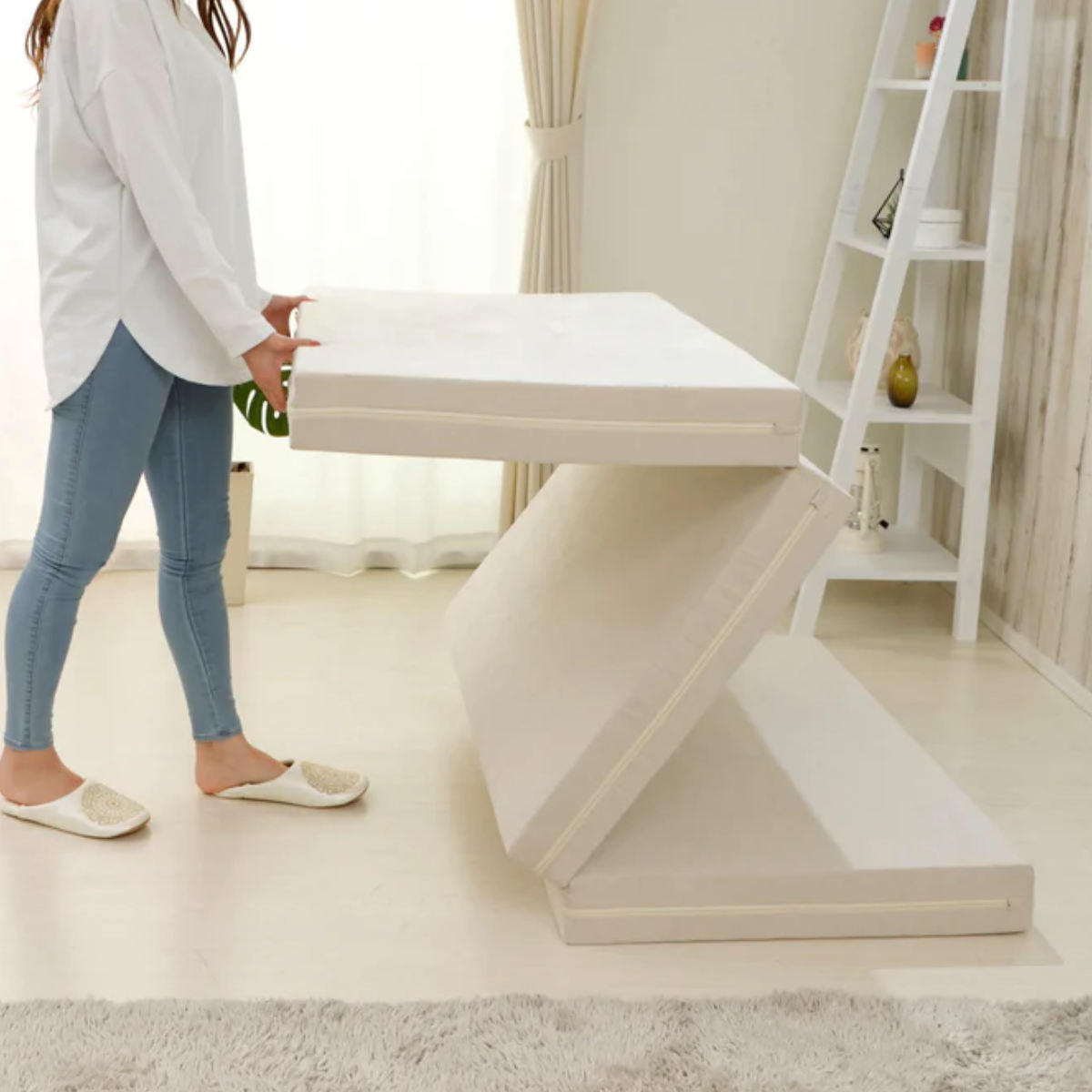 セルタン マットレス シングル ウレタン 三つ折れ 立て掛け収納 （ 3