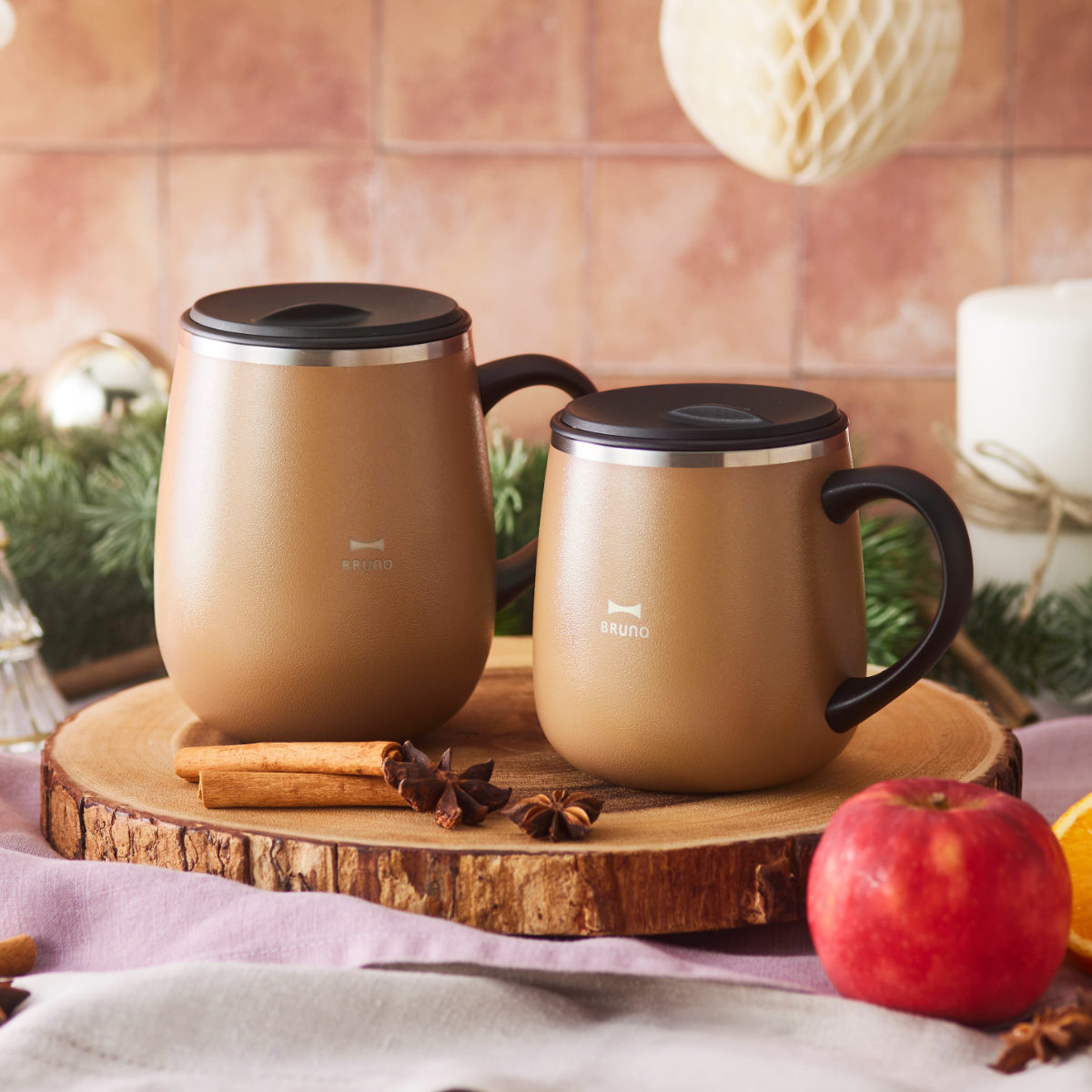 BRUNO（ブルーノ） マグカップ 320ml 蓋つきステンレスマグ short