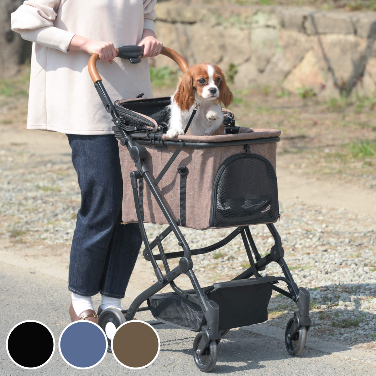 ペットカート 4輪タイプ 小型犬 中型犬 日傘 キャリーコット （ ペットキャリー ドックカート カート キャリー ペット用 折りたたみ 分離式 取り外し可能 ）