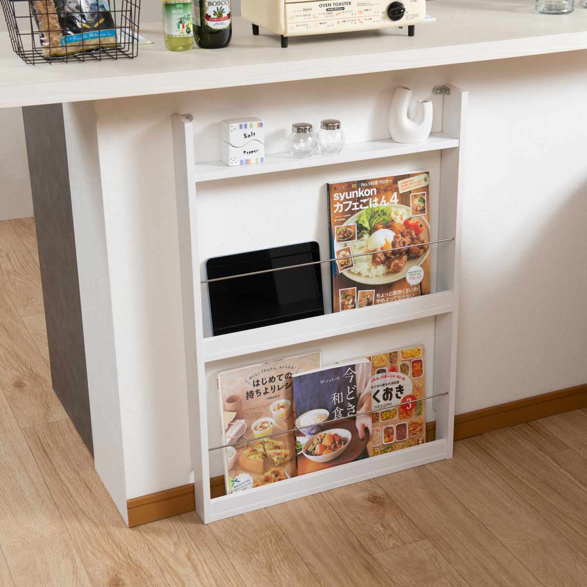 マガジンラック 幅60cm 2段 薄型 （ 本棚 雑誌収納 ブックスタンド