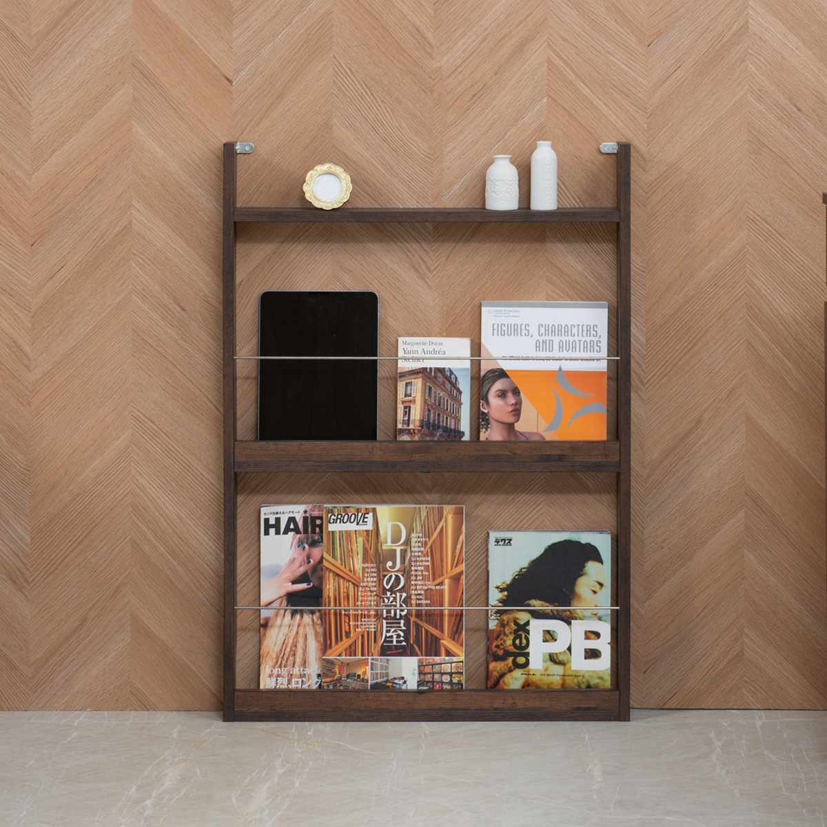 マガジンラック 幅60cm 2段 薄型 （ 本棚 雑誌収納 ブックスタンド