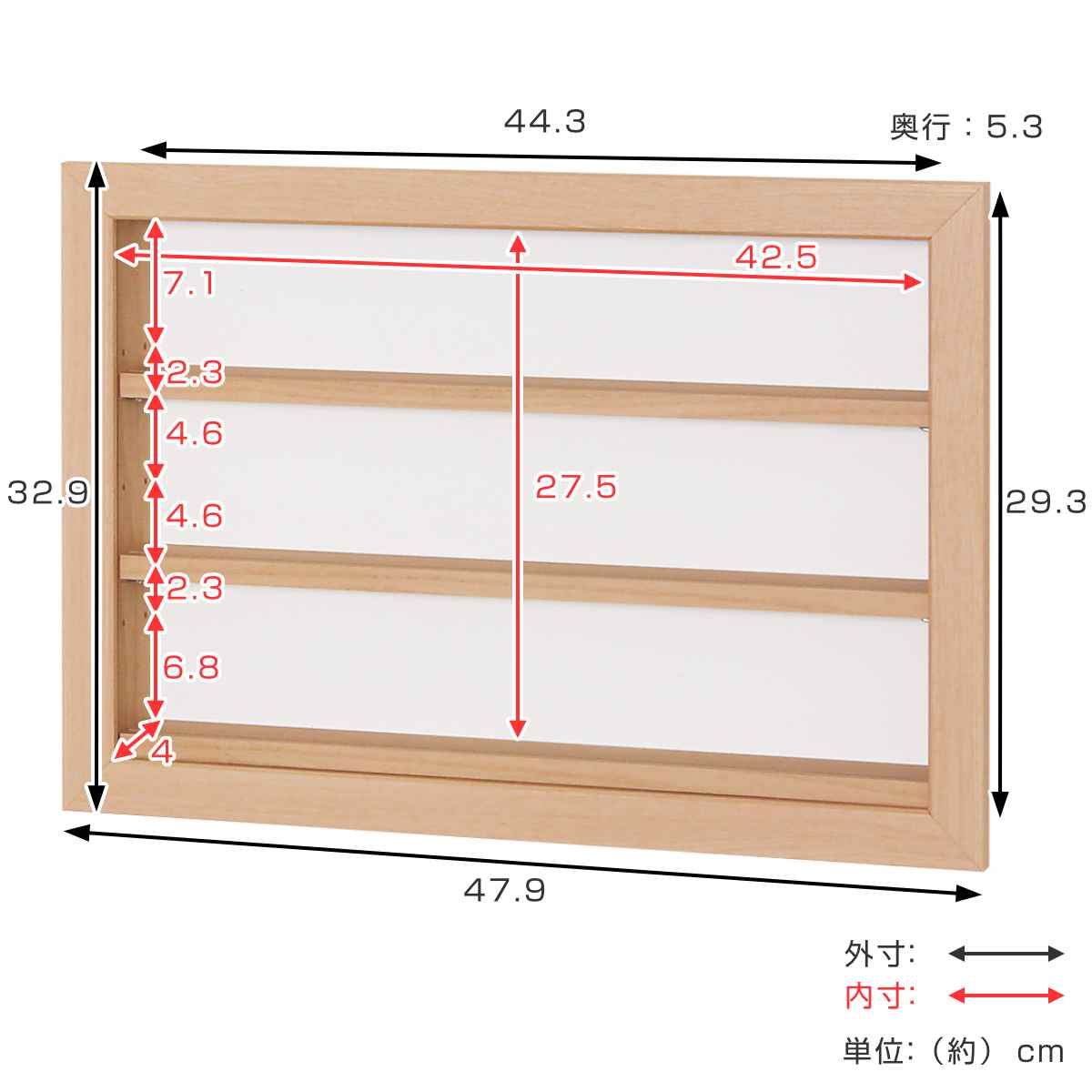 コレクションケース 47.9×32.9cm 壁掛け カバー扉 カード コイン 収納