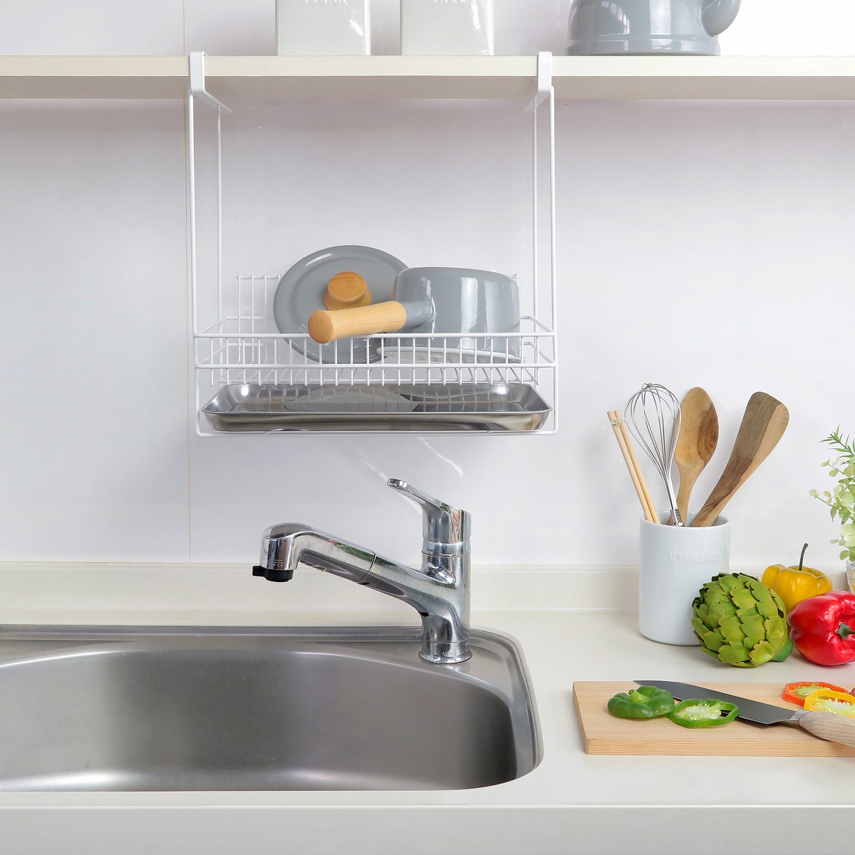 ヨシカワ 特典付き 水切りラック 吊り戸棚水切りラック （ 日本製 1〜2