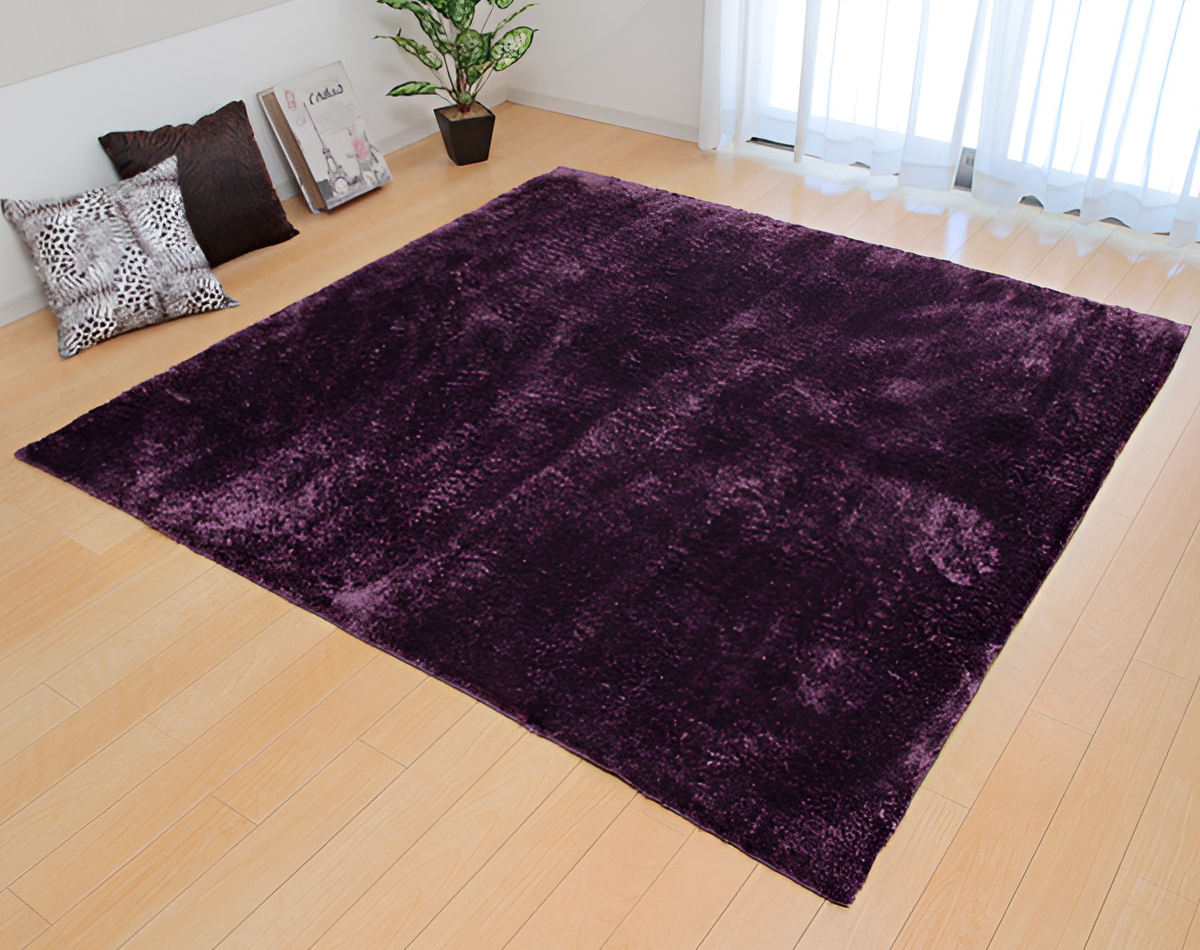 イケヒコ ラグ カーペット シャギー調 2畳 無地 ラルジュ 約185×185cm