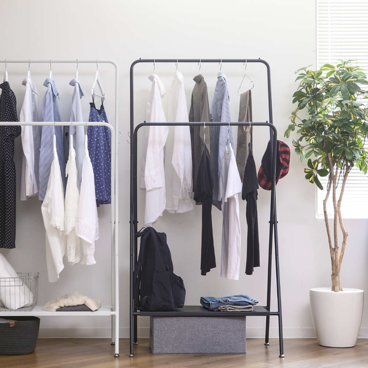 ハンガーラック 幅81cm 2段 （ コートハンガー ポールハンガー 収納