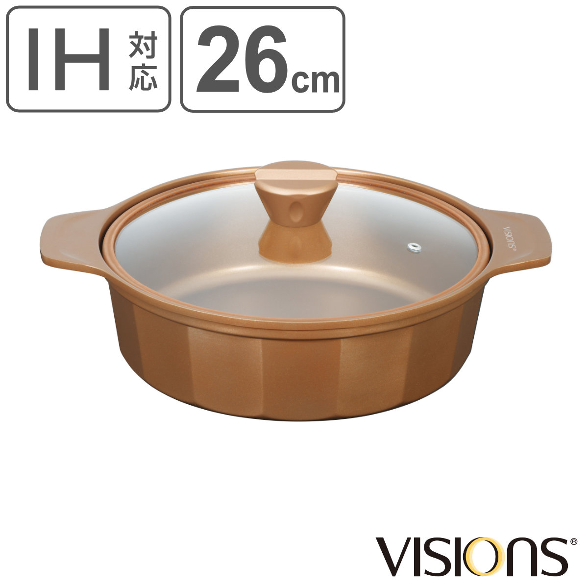 VISIONS GOLD Coating IH�Ή� ���� 26cm �i �r�W���� �� �K�X�ΑΉ� �K���X�W�t�� �����w��OK �ӂ��f���H �y�� �j
