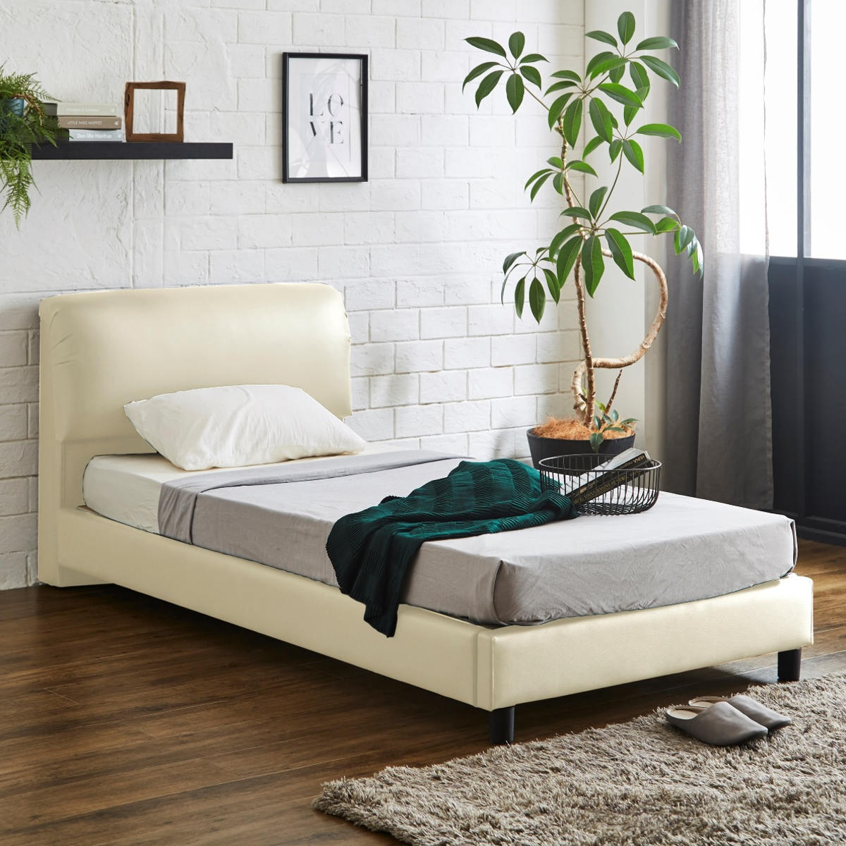 レザーベッド シングル すのこ 背もたれ 合皮 モノトーン （ ベッド