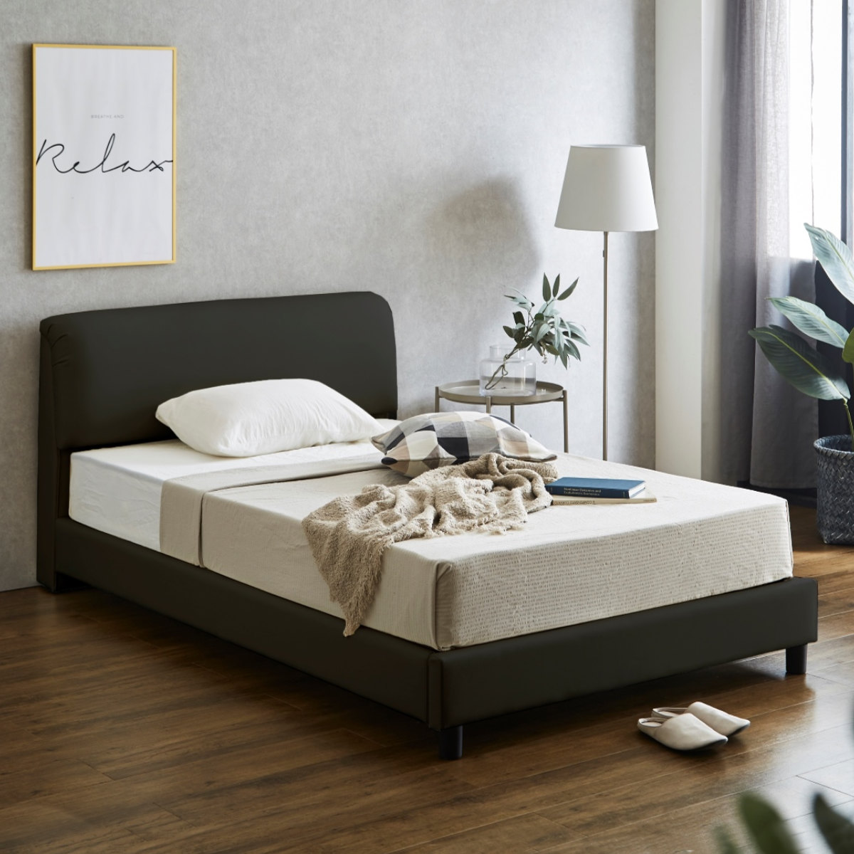 レザーベッド セミダブル すのこ 背もたれ 合皮 モノトーン （ ベッド