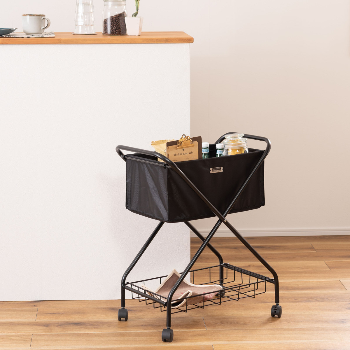 東谷 フォールディングバスケットワゴン キャスター付き ラック