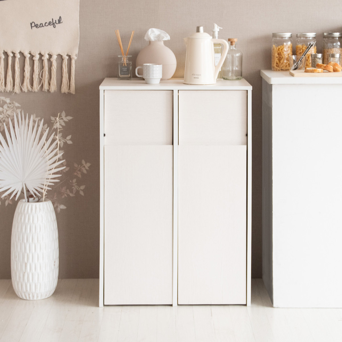 宮武製作所 ゴミ箱 木製 45L×2 2分別キャスターボックス （ ごみ箱 45