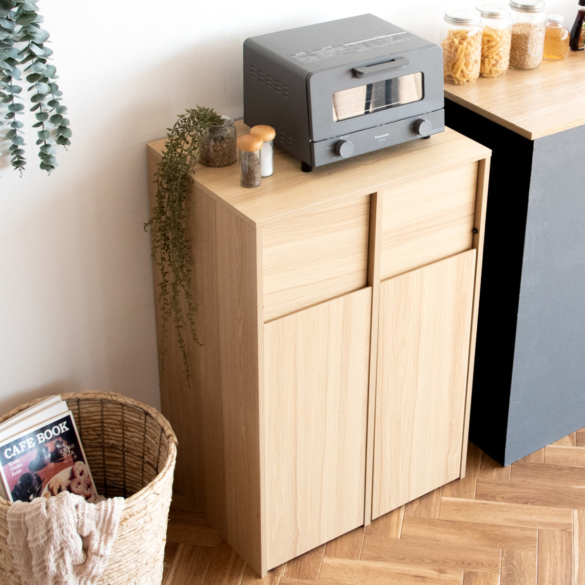 宮武製作所 ゴミ箱 木製 45L×2 2分別キャスターボックス （ ごみ箱 45