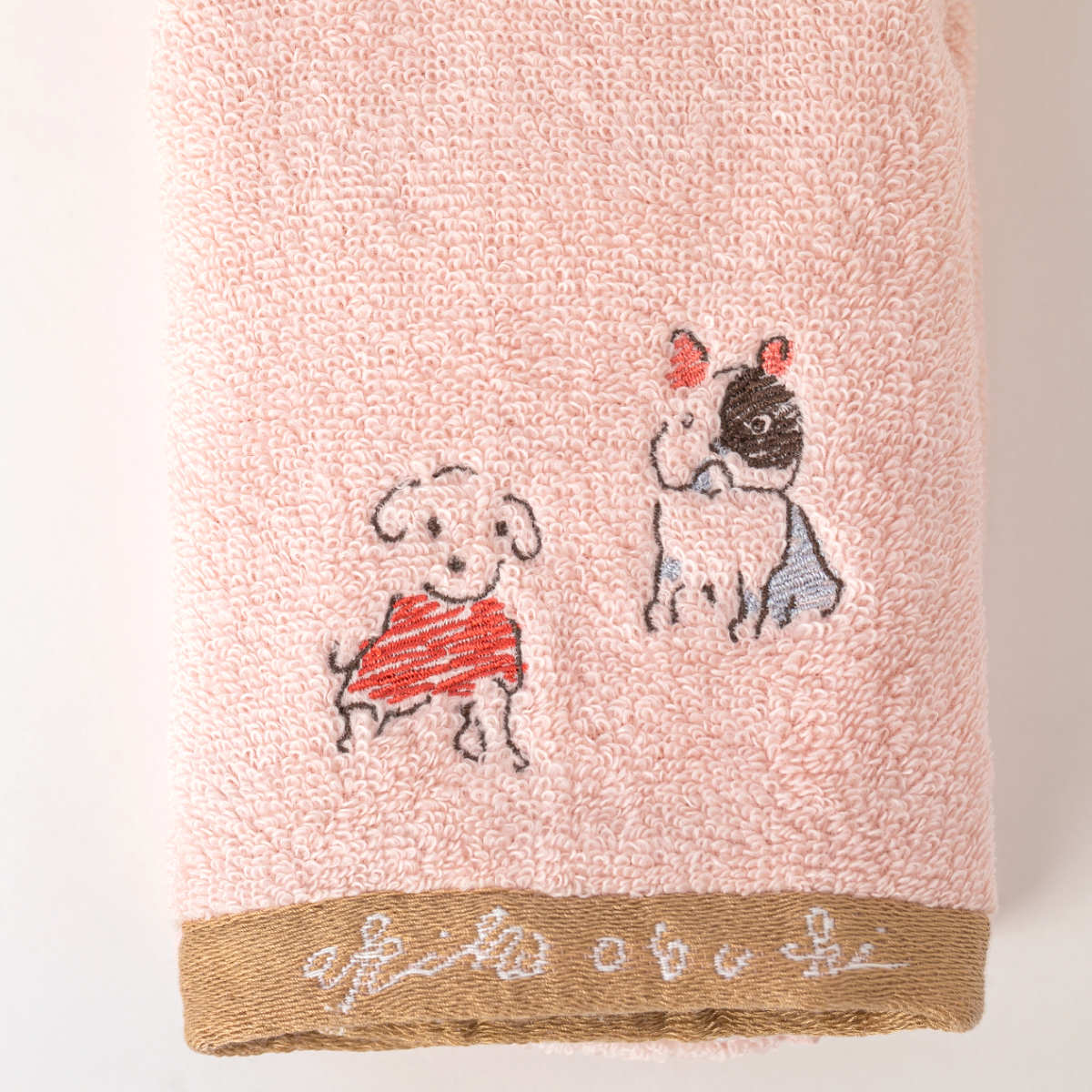 専用♥みかん⭐軽ふわ楽ちん☆マイクロ×コットン♥中バスタオル❤柴犬…ピンク♥ フェイスタオル 34×80cm 日本製 Wonderful World by obuchi わんぱく