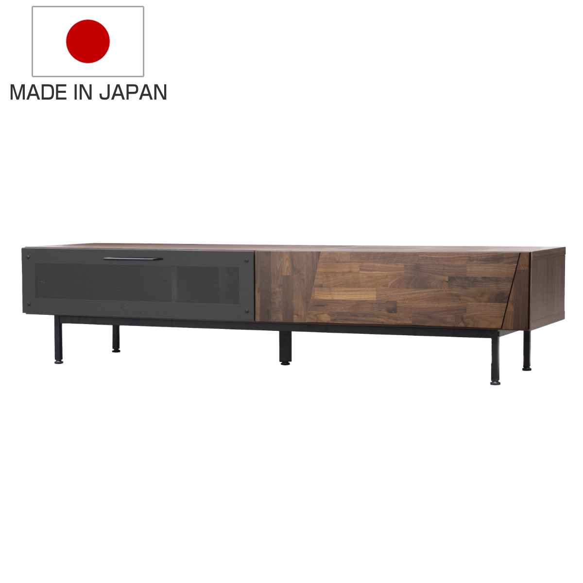 GART（ガルト） テレビ台 ローボード ヴィンテージ調 ダークガラス扉