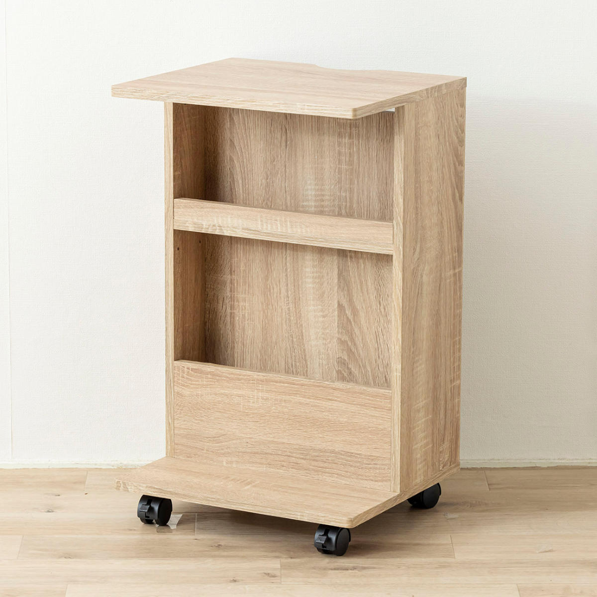 サイドテーブル キャスター付 幅40cm 両面収納付 （ ナイトテーブル