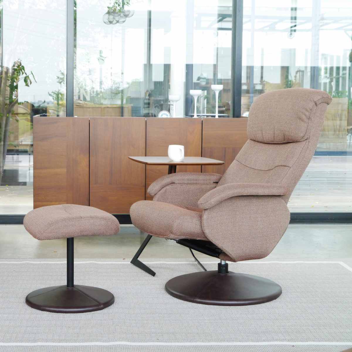 新品　ハイソサイティ GART NEW シミル　チェア　GY オットマン付き GART（ガルト） パーソナルチェア リクライニング機能 オットマン付 約