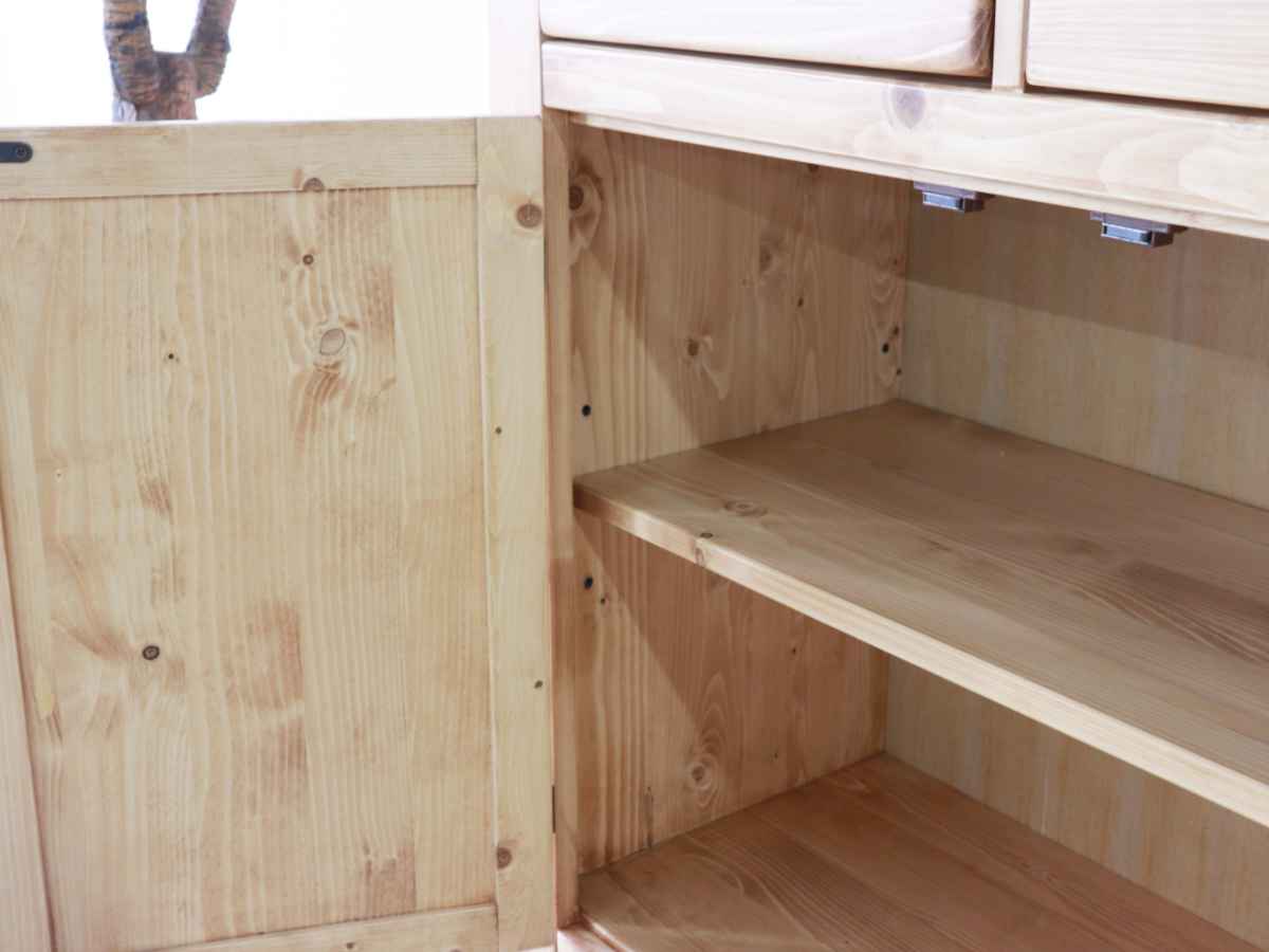 カップボード 食器棚 カントリー調 パイン材 幅90cm （ キッチンラック