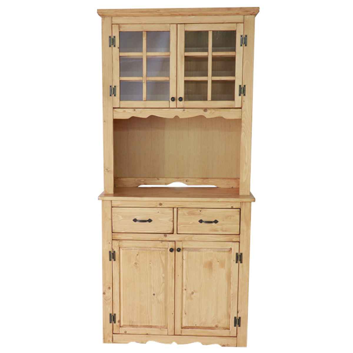 カップボード 食器棚 カントリー調 パイン材 幅90cm （ キッチンラック